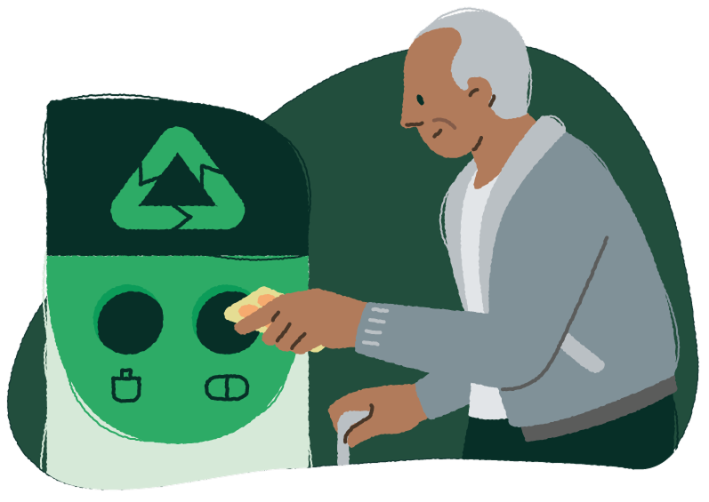 Descarte de cartela de medicamentos no coletor